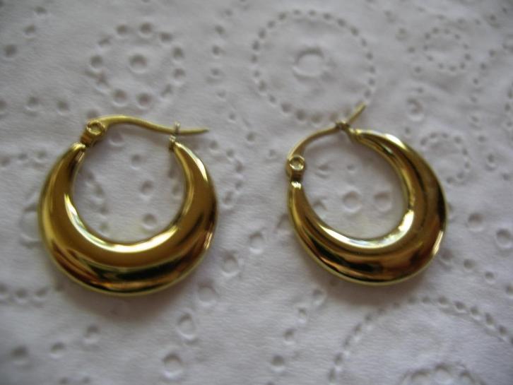 Een paar mooie Goud Vergulde Creool Oorbellen, Sieraden, Tassen en Uiterlijk, Antieke sieraden, Oorbellen, Goud, Verguld, Verzenden