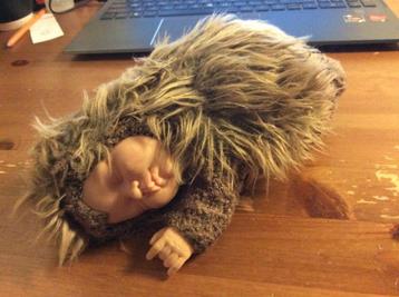 Anne Geddes pop. Baby als harig stekelvarkentje. 20 cm beschikbaar voor biedingen