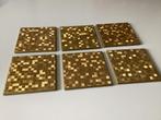 6 goud kleurige onderzetters maat 10x10 cm., Glas of Kopje, Gebruikt, Ophalen of Verzenden