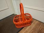 Oranje rieten flessen mand met handvat, Ophalen, Gebruikt, Mand, Riet