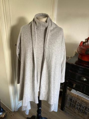 Lichtgrijs 100% cashmere twinset met omslagvest. 38-40 zgan beschikbaar voor biedingen