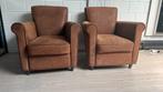2 comfortabele fauteuils in warme cognactint, Huis en Inrichting, Ophalen, Gebruikt, Minder dan 75 cm, Leer