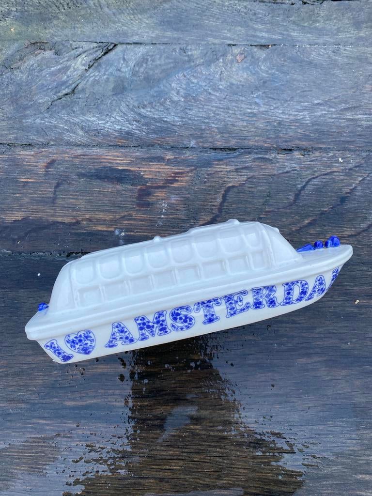 Delfts Blauw Boot Spaarpot - Souvenir van Amsterdam, Ophalen of Verzenden