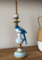 Kandelaar vogel papegaai wit blauw, Overige materialen, 25 tot 50 cm, Blauw, Ophalen of Verzenden