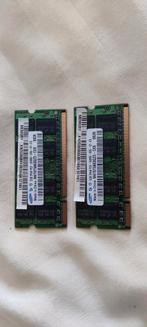 2x 2GB DDR2 Laptop Geheugen, Computers en Software, RAM geheugen, Gebruikt, Ophalen of Verzenden, DDR2, 2 GB