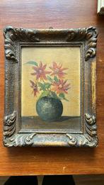 Prachtig schilderij rode bloemen in vaas, Antiek en Kunst, Kunst | Schilderijen | Klassiek, Ophalen of Verzenden