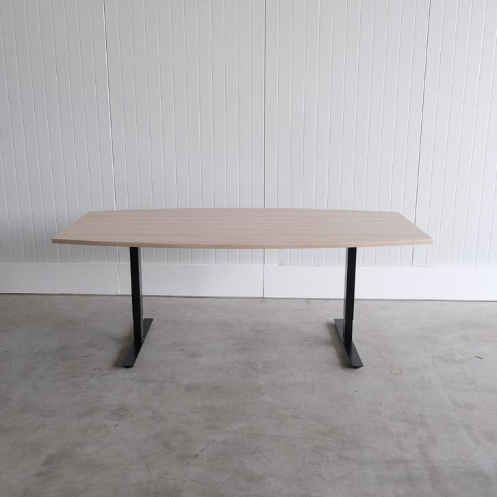 Restpartij, Vergadertafel, Tonvormig eiken blad 200x100/75cm, Huis en Inrichting, Bureaus, Zo goed als nieuw, Bureau, In hoogte verstelbaar