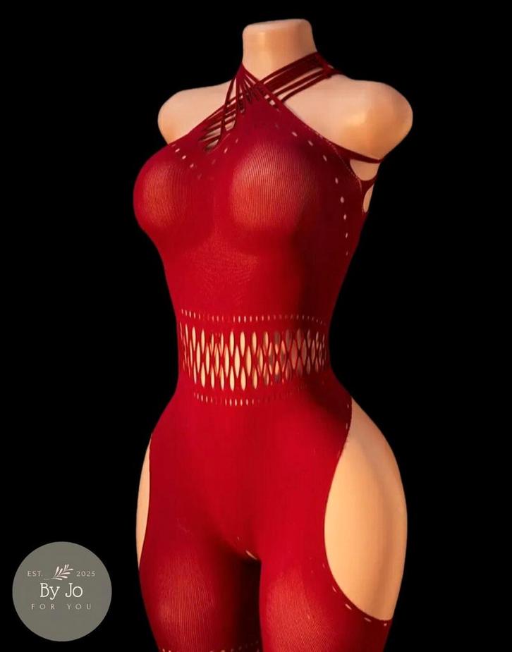 Romantische Nylon Bodystocking - Nieuw, Kleding | Dames, Ondergoed en Lingerie, Body of Korset, Rood, Verzenden
