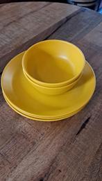 Geel Bord Kom + Tupperware opvouwbaar bakjes, Ophalen of Verzenden, Gebruikt