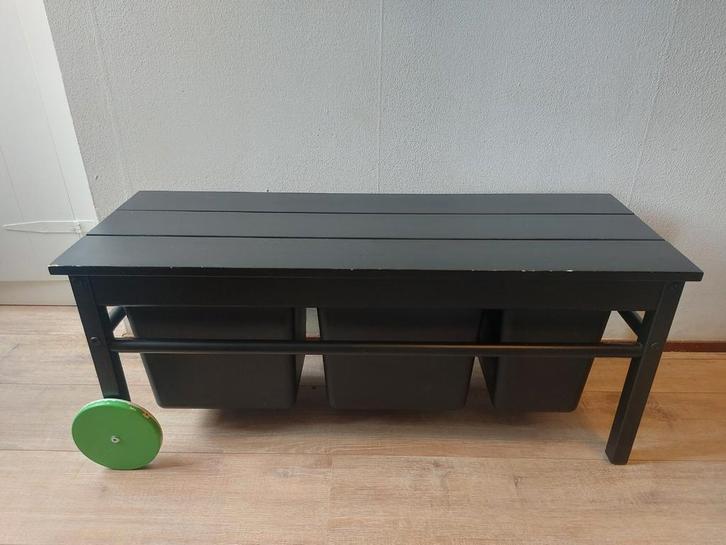 Bankje met gescheiden afvalbakken, Huis en Inrichting, Woonaccessoires | Kisten, Gebruikt, Minder dan 50 cm, Minder dan 50 cm