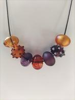 ketting met handgemaakte holle lampwork glaskralen, Verzenden, Nieuw, Overige kleuren, Overige materialen