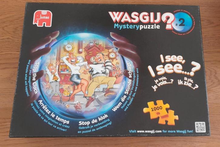 Wasgij puzzel STOP DE KLOK, Hobby en Vrije tijd, Denksport en Puzzels, Zo goed als nieuw, 500 t/m 1500 stukjes, Ophalen of Verzenden