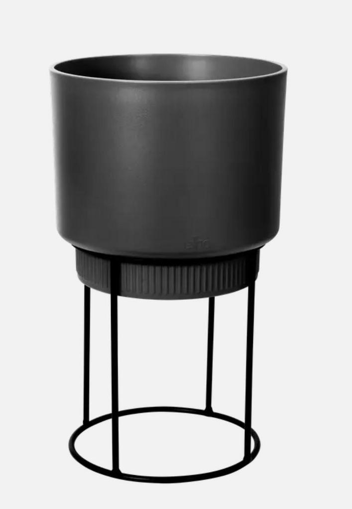 Elho b.for studio rond Ø 22 cm H 38 cm zwart, Tuin en Terras, Bloembakken en Plantenbakken, Nieuw, Kunststof, Binnen, 30 tot 60 cm