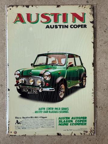 Vintage Austin Cooper metalen bord formaat A4 (21x29 cm) beschikbaar voor biedingen