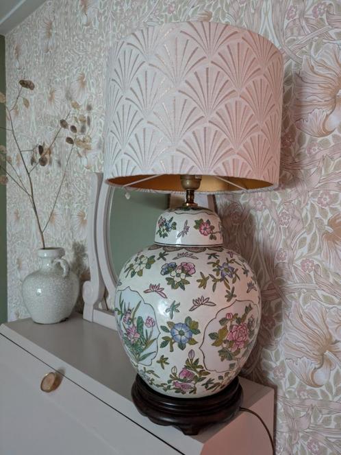 Gemberpot tafellamp met bloemen, Huis en Inrichting, Lampen | Tafellampen, Gebruikt, Minder dan 50 cm, Overige materialen, Ophalen