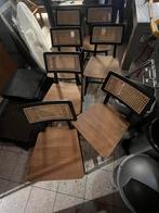 OT Design 7 houten eetkamerstoelen, riet, zwart, Nieuw, Vijf, Zes of meer stoelen, Landelijke stijl, Hout