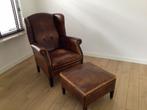 Oorfauteuil lounge atelier met hocker, Huis en Inrichting, Fauteuils, Ophalen of Verzenden, Gebruikt, Leer