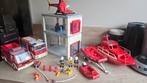 Playmobil  set met 2 brandweer autos 3 boten en helikopter, Complete set, Zo goed als nieuw, Ophalen