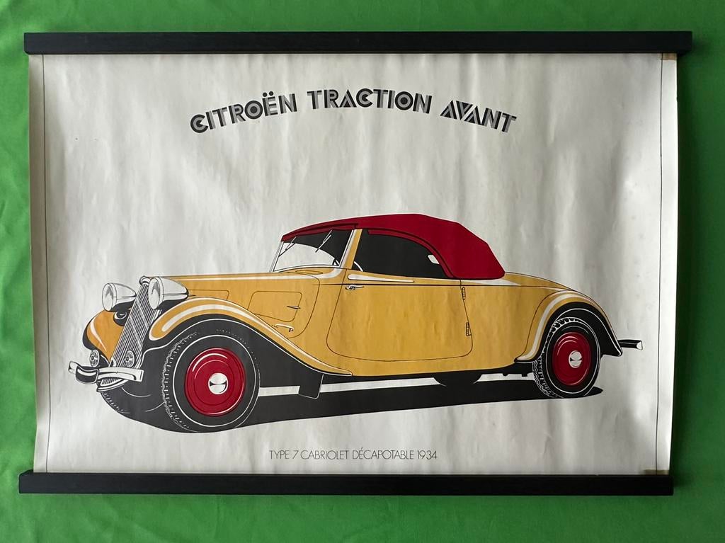 Oude Citroën Traction Avant Type 7 (1934) Cabriolet poster, Ophalen of Verzenden, Gebruikt, Auto's