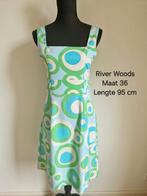 Retro jurk River woods maat 36 S groen blauw wit, Blauw, Ophalen of Verzenden, Zo goed als nieuw, Maat 36 (S)