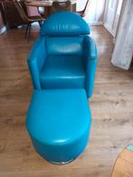 Leolux fauteuil met poef., Ophalen, Gebruikt, Leer, Modern