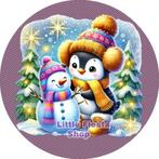 LF8973 icing frosting pinguin 20cm eetbare taart print top, Ophalen of Verzenden, Nieuw, Taarten, Versiering