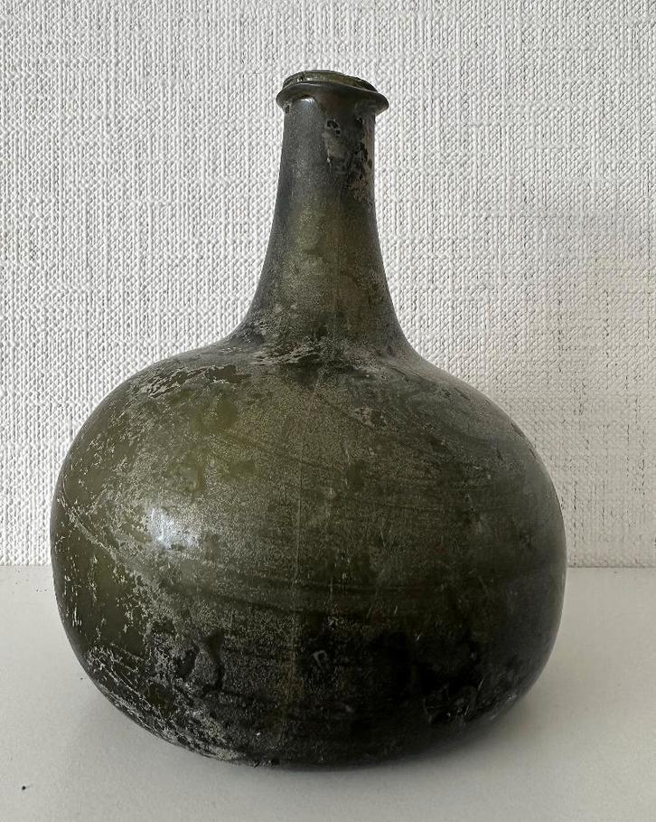 Antieke wijnfles, model Kattekop, Antiek en Kunst, Antiek | Glas en Kristal, Ophalen of Verzenden