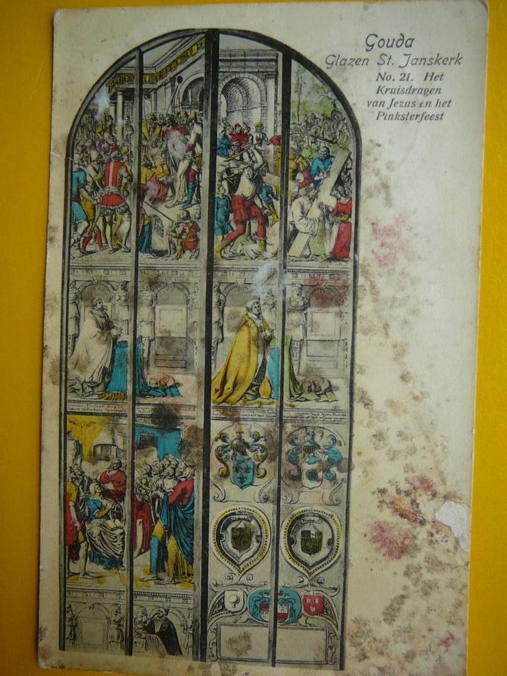 Gouda.  Glazen St. Janskerk., Verzamelen, Ansichtkaarten | Nederland, Gelopen, Zuid-Holland, Voor 1920, Ophalen of Verzenden