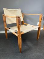 Vintage Safaristoel met houten armleuningen (Deens), Hout, Gebruikt, Minder dan 75 cm, Ophalen of Verzenden