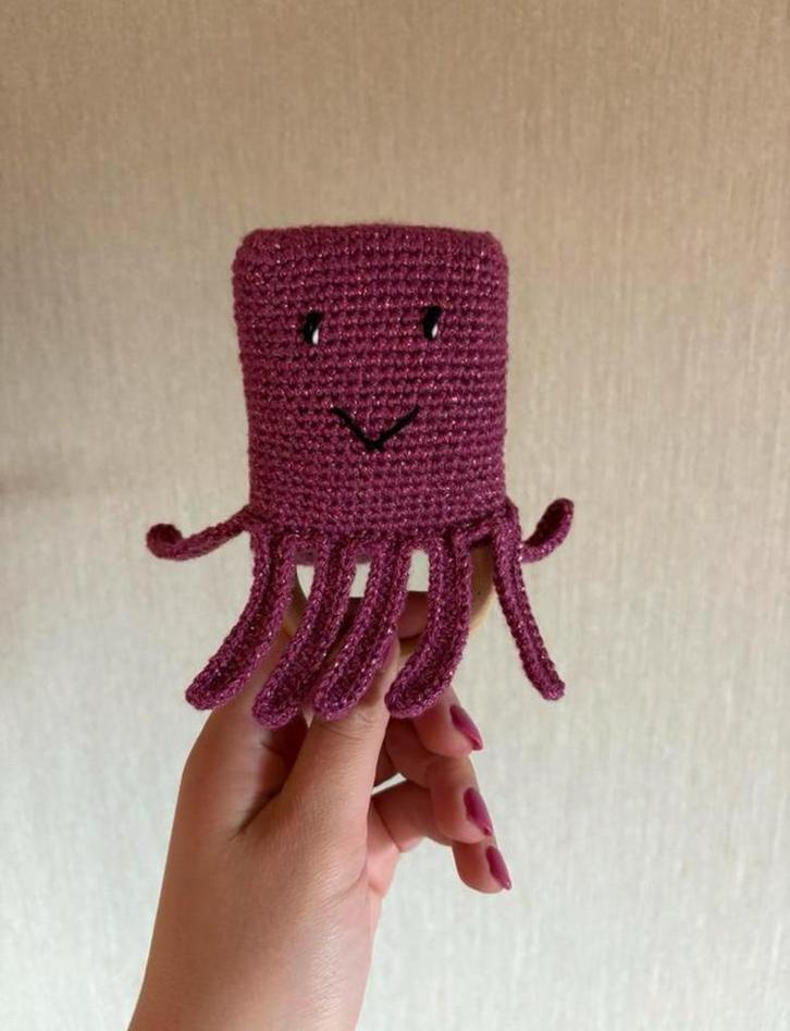 Gehaakte Octopus Rammelaar, Kinderen en Baby's, Speelgoed | Babyspeelgoed, Nieuw, Rammelaar, Ophalen of Verzenden