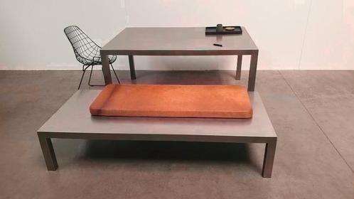 Karma Design RVS geborsteld Dutch Design salontafel / bank, Huis en Inrichting, Tafels | Salontafels, Gebruikt, Minder dan 50 cm