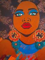 Groot schilderij uniek prachtige kleuren Boho stijl!, Ophalen, Zo goed als nieuw, Doek