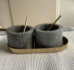 Marmeren Potjes metgoudkleurige Lepels op dienblaadje, Huis en Inrichting, Ophalen of Verzenden, Nieuw