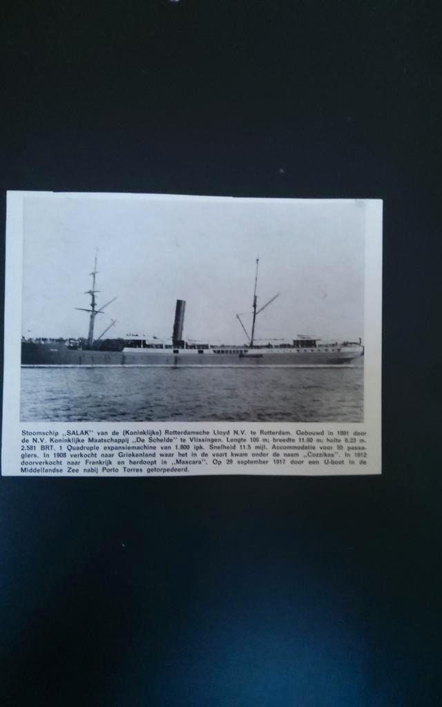 Oude ansichtkaart Stoomsschip Salak, Verzamelen, Ansichtkaarten | Buitenland, Gelopen, Voor 1920, Ophalen of Verzenden