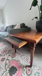 uittrekbare salontafel houten/ leer, Huis en Inrichting, Tafels | Salontafels, Ophalen, 100 tot 150 cm, 50 tot 100 cm, Minder dan 50 cm