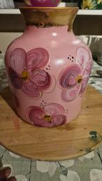 Vaas handbeschilderd, Overige kleuren, Ophalen of Verzenden, Minder dan 50 cm, Glas