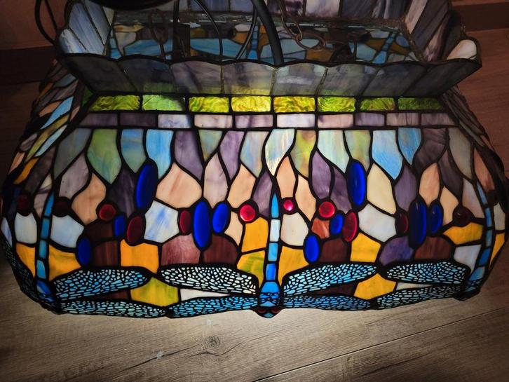 Tiffany Libelle Biljartlamp - Lumilamp 60x45cm, Antiek en Kunst, Antiek | Lampen, Ophalen
