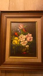 Olieverf schilderij met bloemen in vaas, Antiek en Kunst, Ophalen of Verzenden