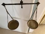 Antieke koperen balans weegschaal met gewichtjes, Antiek en Kunst, Ophalen of Verzenden