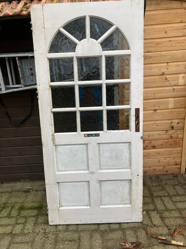 Hard houten voordeur 93x 201,5cm met glas, Doe-het-zelf en Verbouw, Ophalen, Gebruikt, 200 tot 215 cm, Glas