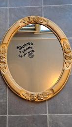 Vintage ovalen spiegel met bloemmotief Kirchroa, Gebruikt, Onbekend, Ophalen of Verzenden, Onbekend
