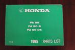 Honda PA50 Camino 1985 parts list PA 50 S DX onderdelen boek, Gebruikt, Ophalen of Verzenden