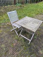 Tuintafel + stoel van hout, Ophalen, Gebruikt, Vierkant, Hout