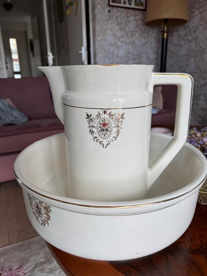 Antiek Lampetstel - Kan en Kom, Antiek en Kunst, Antiek | Keramiek en Aardewerk, Ophalen