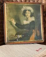 SALE…… Brocante oud blik Vrouw aan het schilderen, Antiek en Kunst, Ophalen of Verzenden