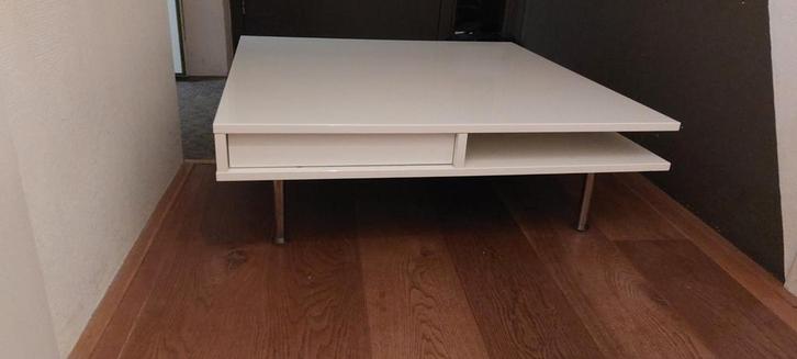 Witte salontafel, glans, lades, ikea, Huis en Inrichting, Tafels | Salontafels, Gebruikt, Minder dan 50 cm, 50 tot 100 cm, 100 tot 150 cm