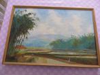 schilderij/vintage/Palmbomen/Indonesie/olieverf, Antiek en Kunst, Ophalen of Verzenden