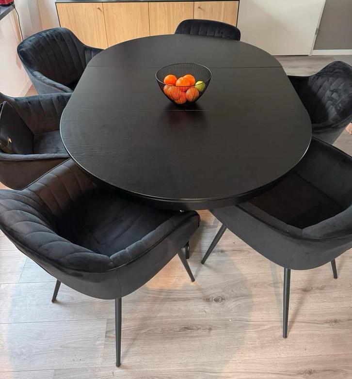 Eettafel met 6 stoelen, Huis en Inrichting, Tafels | Eettafels, Zo goed als nieuw, 100 tot 150 cm, 150 tot 200 cm, Vijf personen of meer