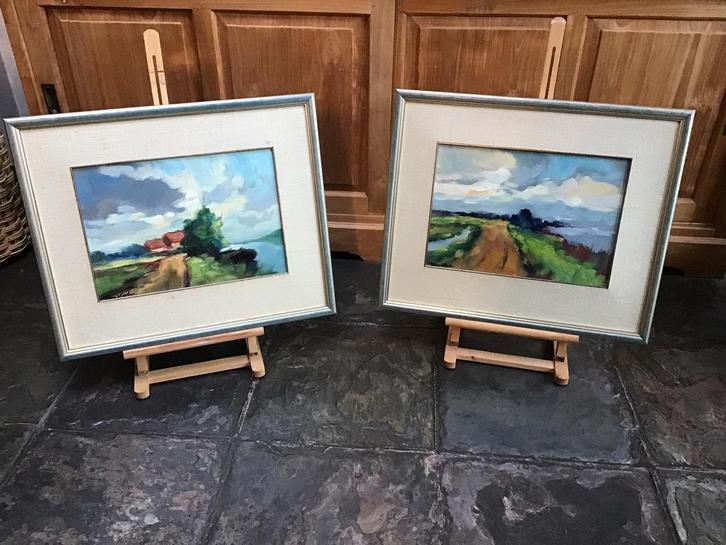 Toon Koster tweeluik., Antiek en Kunst, Kunst | Schilderijen | Klassiek, Ophalen of Verzenden