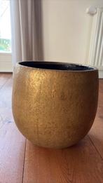 Goudkleurige bloempot, Rond, Zo goed als nieuw, Minder dan 40 cm, Aardewerk